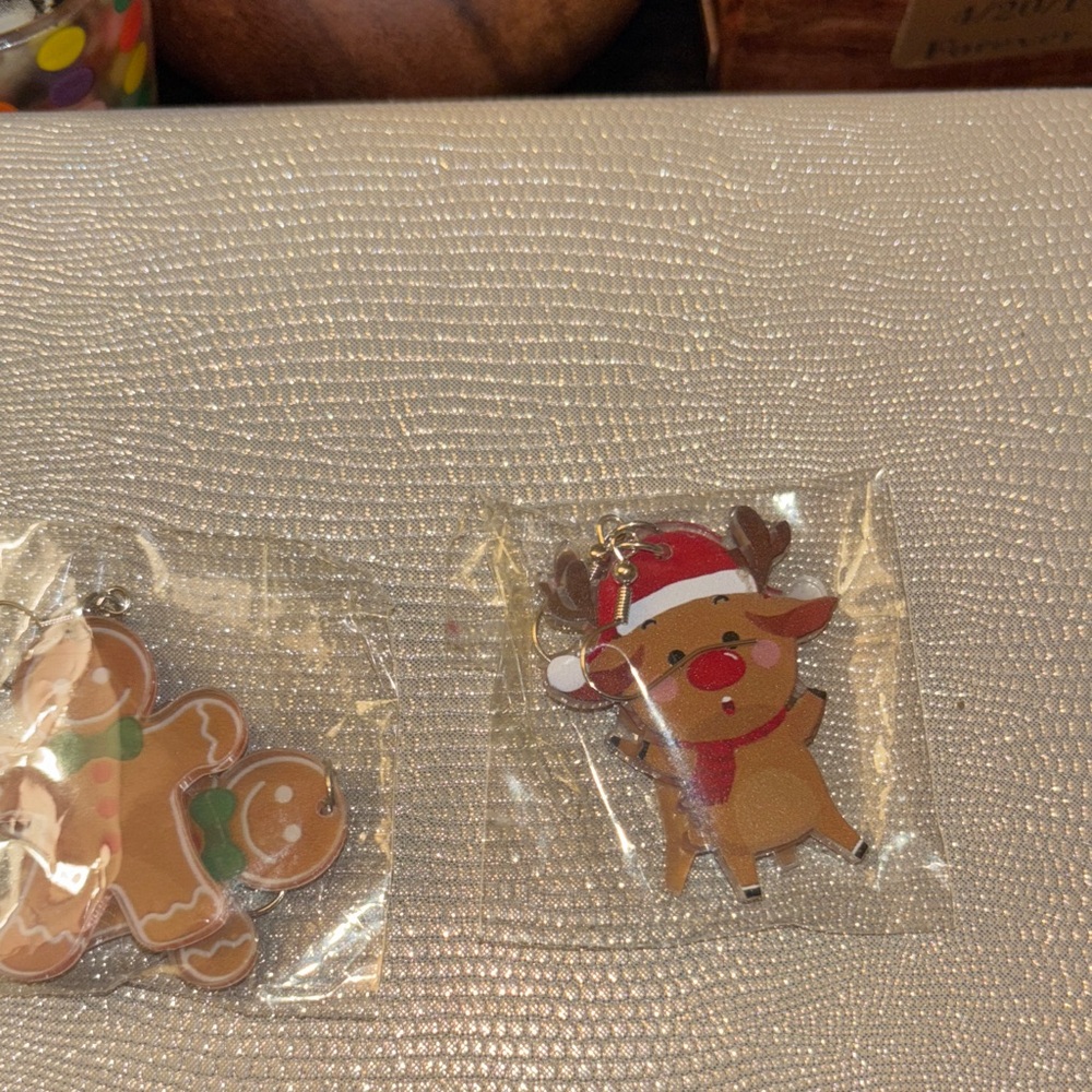 Festive Reindeer and Gingerbread Earrings